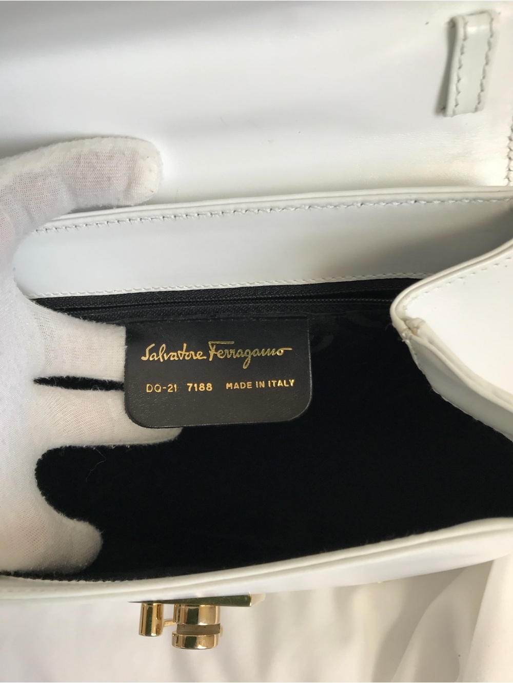 Salvatore Ferragamo Studded 2 Way Bag White Authentic - Picture 9 of 16